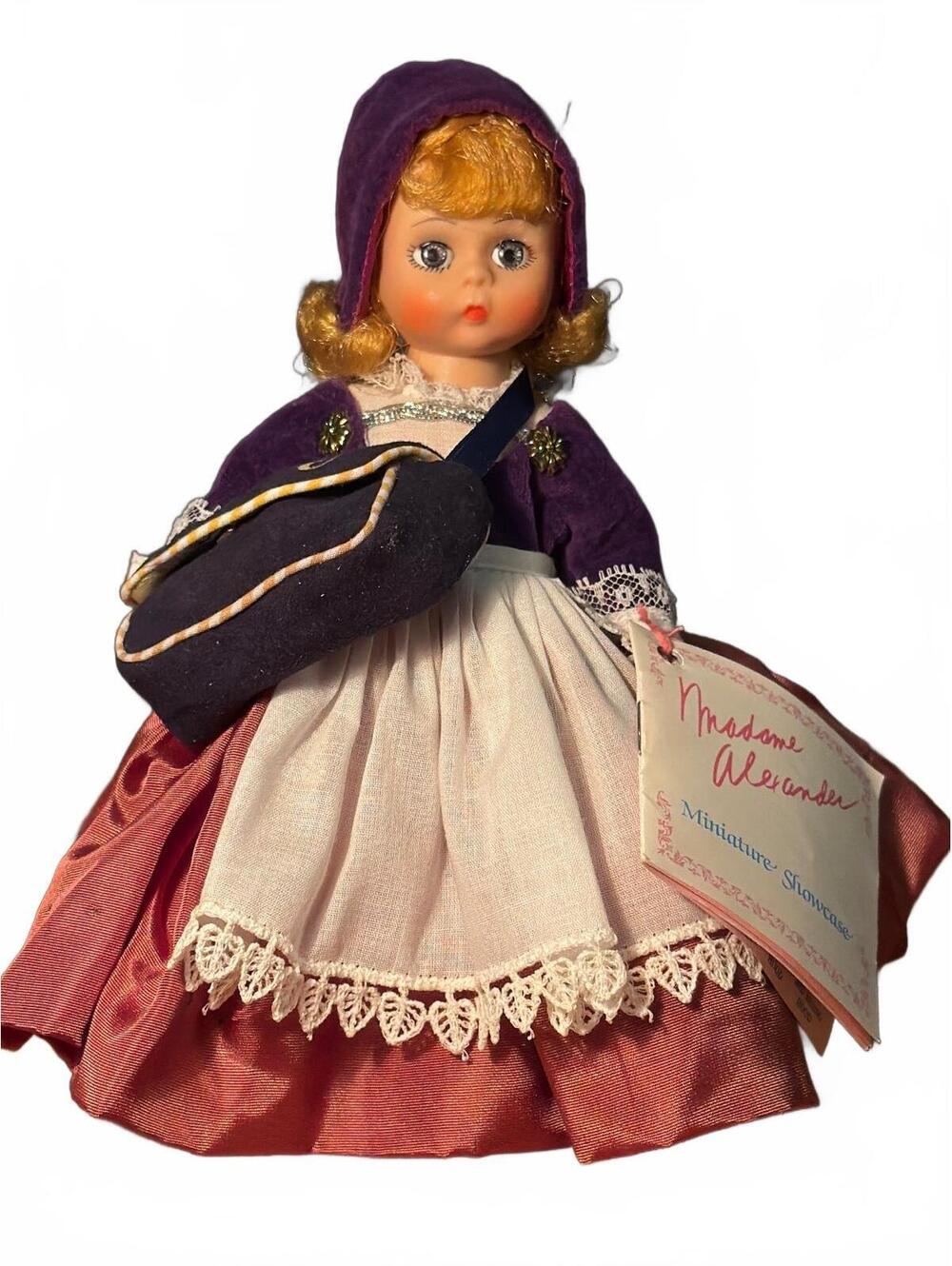Vintage Madame Alexander Canada 8” Doll #560 Wrist Tag & Purse